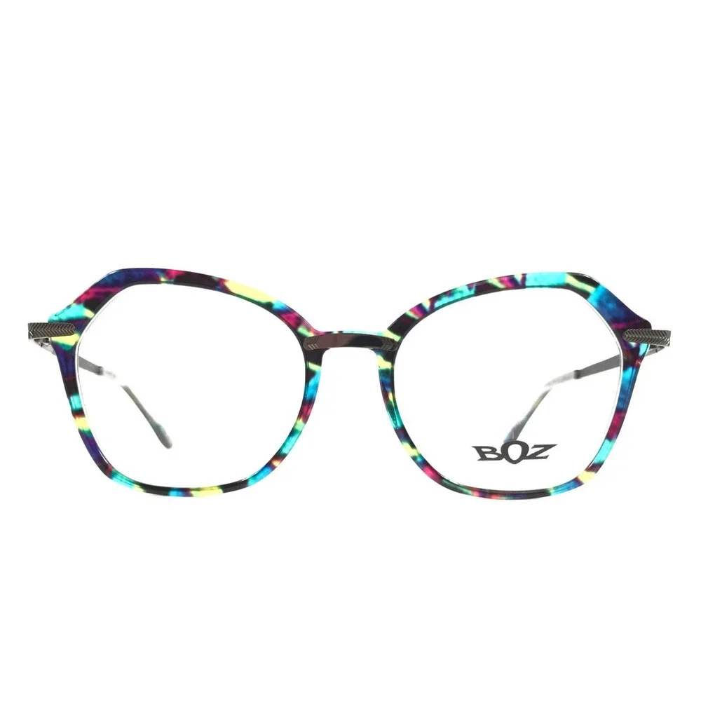 BOZ Eyeglasses Frames IXELLE 2070 Pink Blue Green Psychedelic Rainbow 53-18-135